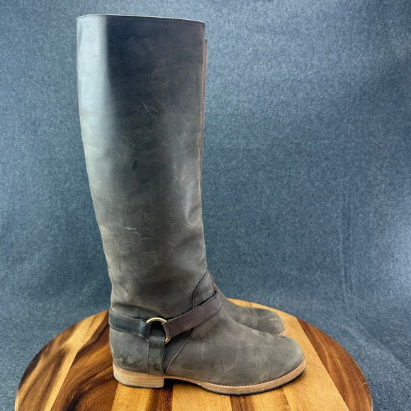 Peter Nappi Shoes - Peter Nappi Italy Womens 37 Two Tone Leather Tall Riding Boots Brown